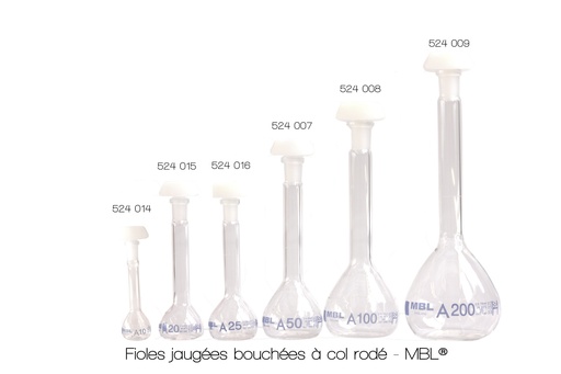 Fiole jaugée bouchée à col rodé - Classe A - MBL®