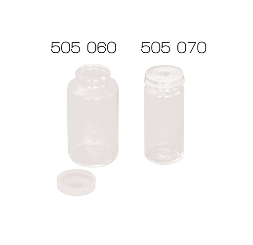 Flacon pilulier en verre avec cape