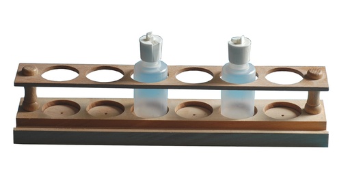 [454031-S51616] Portoir en bois pour 6 flacons à réactifs diamètre 45 mm