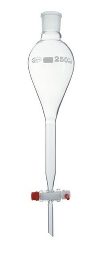 Ampoule à décanter avec robinet en PTFE et bouchon en plastique - type Gilson - GLASSCO